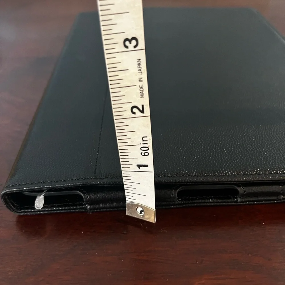 Authentic Chanel Black pebble grain Leather IPad Case / holder
